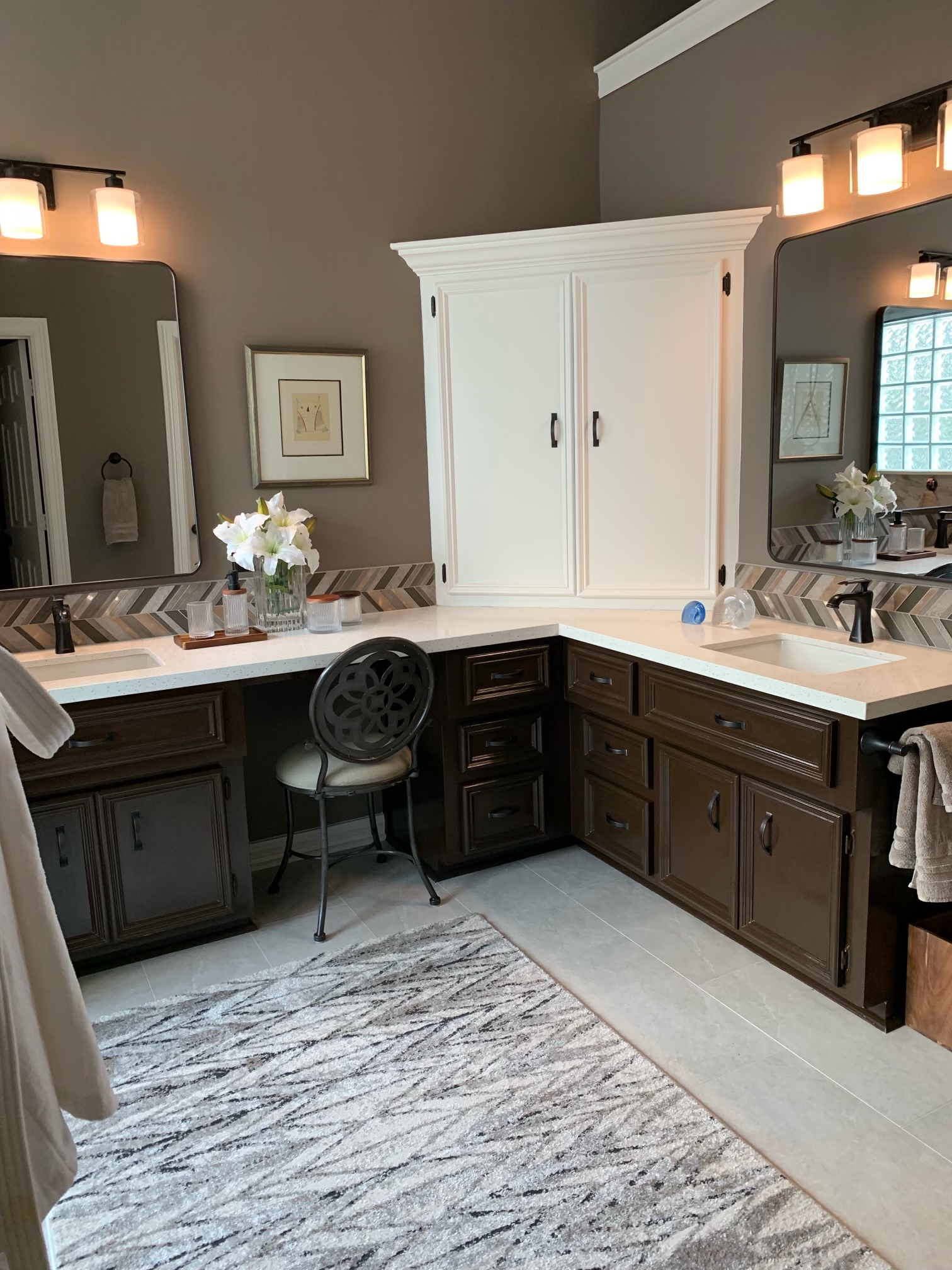 remodeled bathroom after shot, wood floor artisans, houston texas